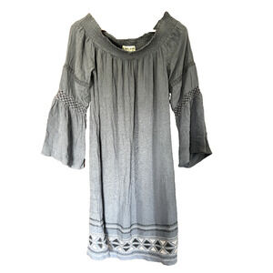 Midi embroidered Dress Boho sheath Sz S New Cottagecore off shoulder‎ lagenlook